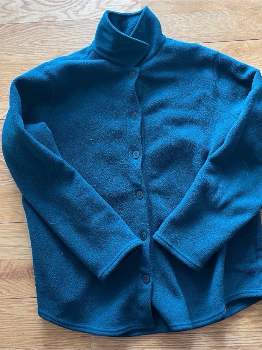 L.L. Bean Teal Blue Button-Up Fleece Jacket